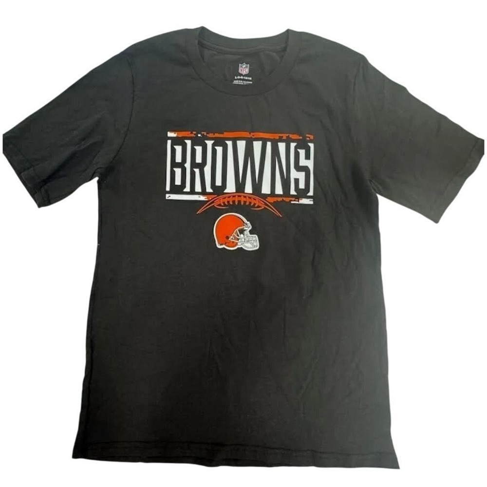Cleveland Browns Team Apparel Kids Black Short Sleeve Football Helmet T‎ Shirt L
